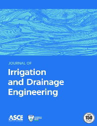Journal of Irrigation and Drainage Engineering cover with an image of waves on a blue background. The journal title, ASCE logo, and Environmental and Water Resources Institute logo are displayed as well.